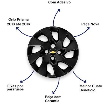 Jogo Calota Aro 15 Onix Prisma Celta 2013 até 2016