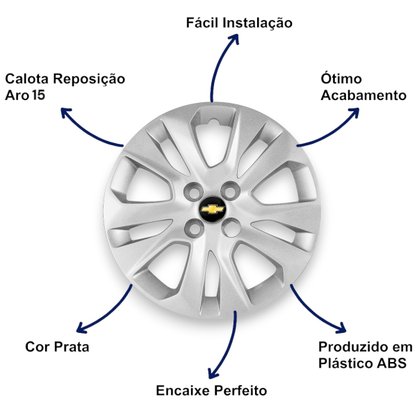 Jogo Calota Aro 15 Chevrolet Onix Prisma Após 2020 