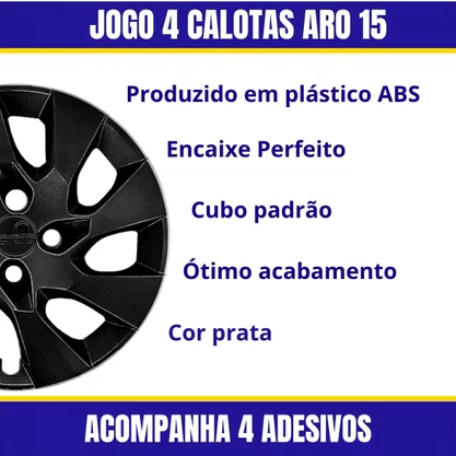 Jogo Calota Aro 15 Onix Prisma Celta 2013 até 2016