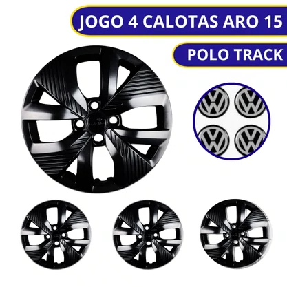 Jogo Calota Aro 15 Polo Track 2021 Até 2024 Preto Brilho