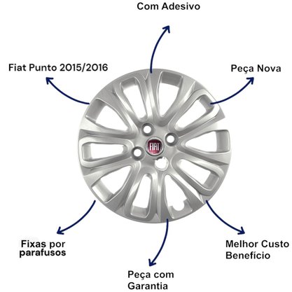 Jogo Calota Aro 15 Fiat Punto 2007 Até 2016 