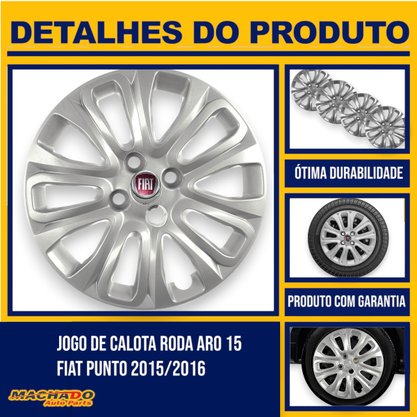 Jogo Calota Aro 15 Fiat Punto 2007 Até 2016 