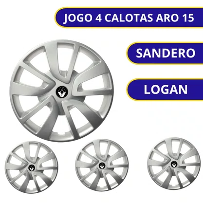 Jogo Calota Aro 15 Renault Sandero Logan 2014 Até 2020