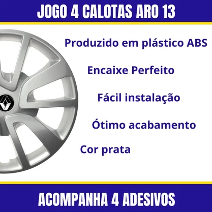 Jogo Calota Aro 15 Renault Sandero Logan 2014 Até 2020