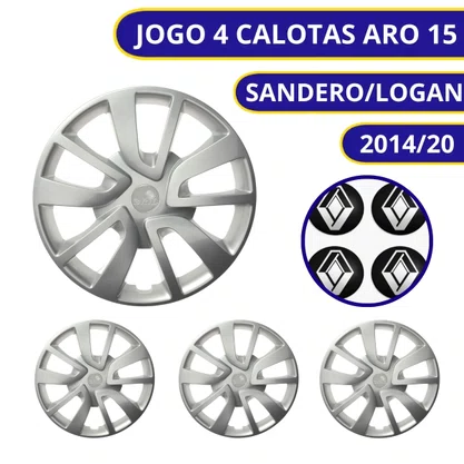 Jogo Calota Aro 15 Renault Sandero Logan 2014 Até 2020
