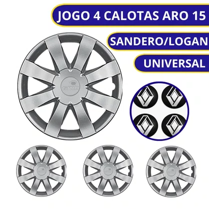 Jogo Calota Aro 15 Renault Sandero Logan 2015 Até 2019
