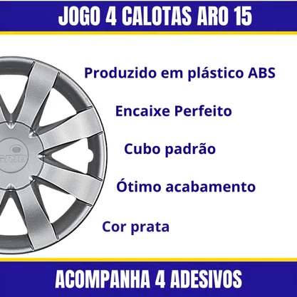 Jogo Calota Aro 15 Renault Sandero Logan 2015 Até 2019