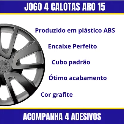 Jogo Calota Aro 15 Sandero Logan 2014 Até 2020 Grafite