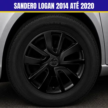Jogo Calota Aro 15 Sandero Logan 2014 Até 2020 Preto Brilho