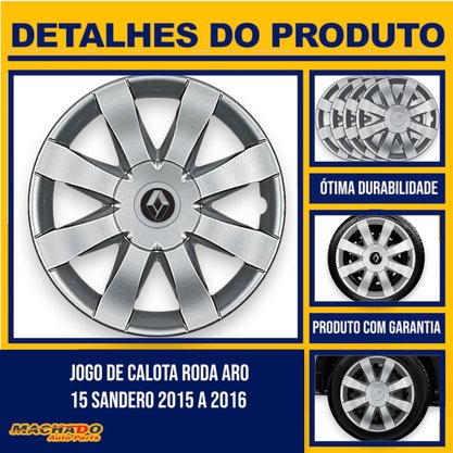 Jogo Calota Aro 15 Renault Sandero Logan 2015 Até 2019
