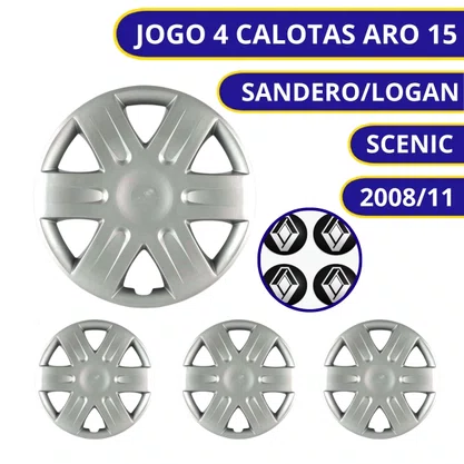 Jogo Calota Aro 15 Sandero Logan Scenic 2008 Até 2014