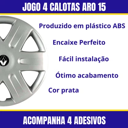 Jogo Calota Aro 15 Sandero Logan Scenic 2008 Até 2014