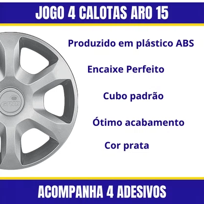 Jogo Calota Aro 15 Sandero Megane Logan 2015 Prata
