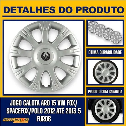 Jogo Calota Aro 15 VW Fox Spacefox Polo 2012 Até 2013