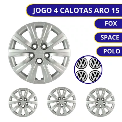 Jogo Calota Aro 15 VW Fox Spacefox Polo 2012 Até 2013