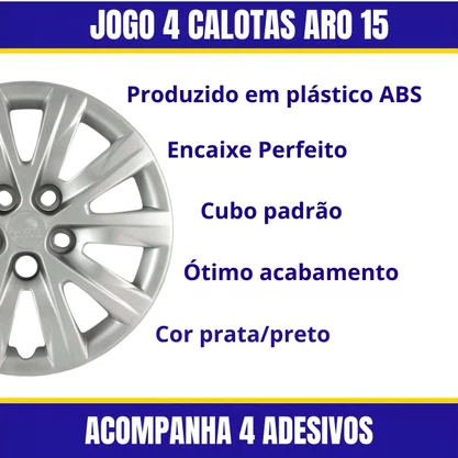 Jogo Calota Aro 15 VW Fox Spacefox Polo 2012 Até 2013