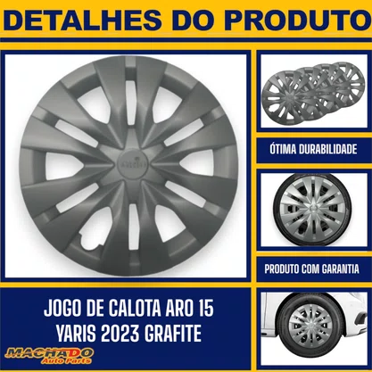 Jogo Calota Aro 15 Yaris 2023 Grafite