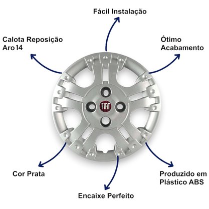 Jogo Calota Aro 14 Fiat Palio Adventure Locker 2008 Até 2014