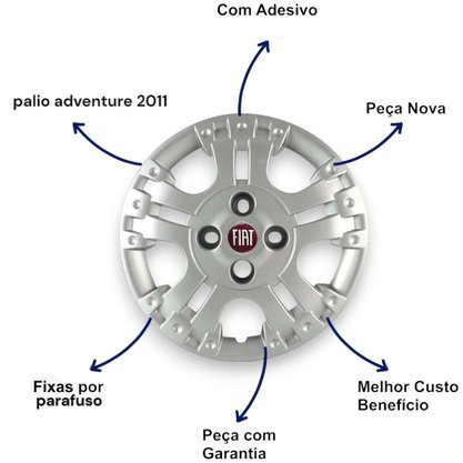 Jogo Calota Aro 14 Fiat Palio Adventure Locker 2008 Até 2014