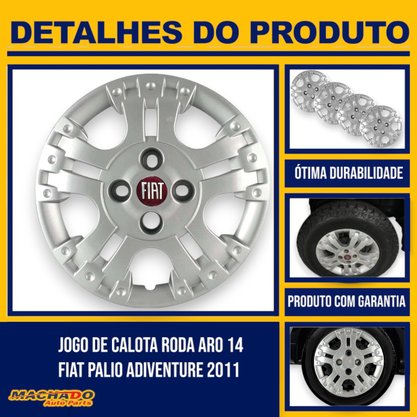 Jogo Calota Aro 14 Fiat Palio Adventure Locker 2008 Até 2014