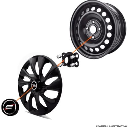 Jogo de Calotas Esportivas Aro 13 PRIME Black Unicolor ELITTE