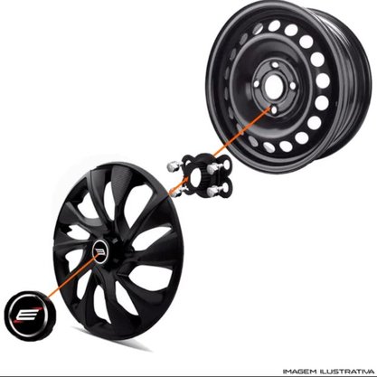 Jogo de Calotas Esportivas Aro 14 PRIME Black Unicolor ELITTE