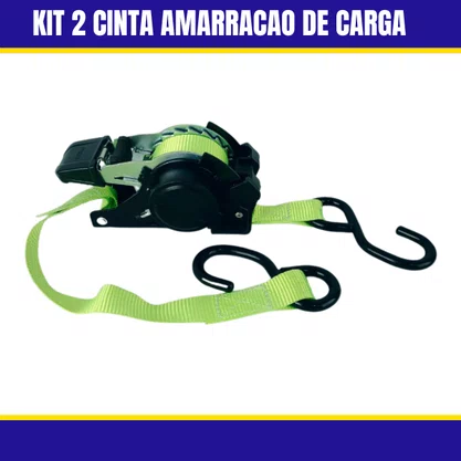 Kit 2 Cinta Amarracao De Carga Catraca Retratil 25MM X 3 MT