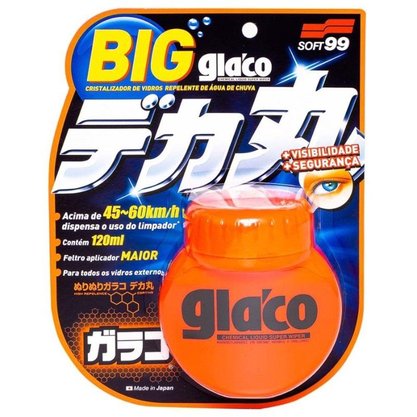 Kit 2 Unidades Glaco Big 120ml SOFT99 Cristalizador e Repelente Para Vidros