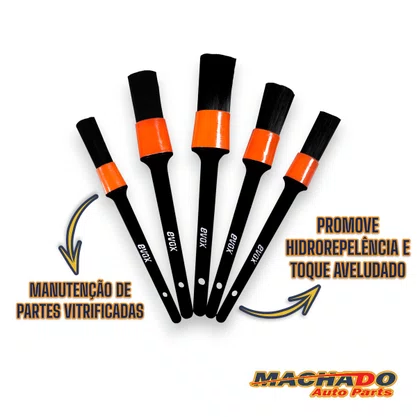 Kit 5 Pincéis Para Detalhamento Externos EVOX