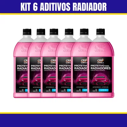 Kit 6un Protetivo Aditivo Radiador 1L Orgânico Rosa ORBI
