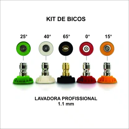 Kit de Bicos Para Lavadoras Alta Pressão Profissional com 5 Peças 1,1MM KERS