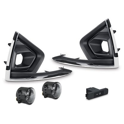 Kit Farol Auxiliar Milha  New Fiesta 2019 a 2021 Com Grades Moldura Cromado Botão Modelo Original 
