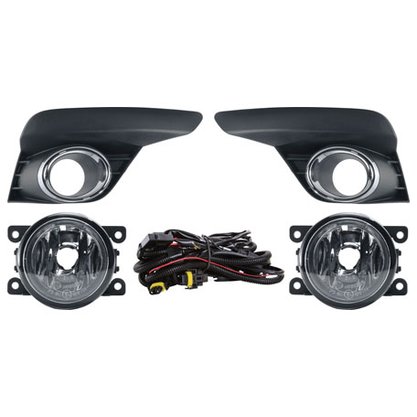 Kit Farol Auxiliar Milha Sandero Logan 2019 a 2021 Com Grade Preta e Aro Cromada Kit Completo