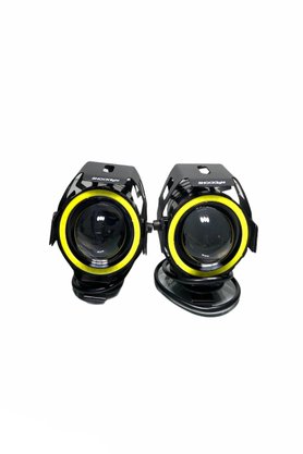 Kit Farol De Milha LED Moto Universal Angel Eyes U7 6000K 20W Luz Branca Farol Alto Baixo Neblina SHOCKLIGHT 