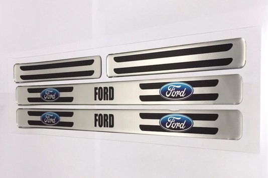 Kit Soleira de Porta Universal Ford Protetora Resinada Prata DVS