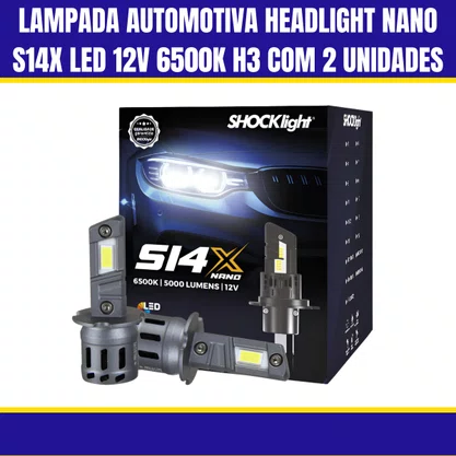 Lampada Automotiva Headlight Nano S14X Led 12V 6500K H3 Com 2 Unidades