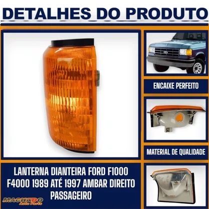 Lanterna Pisca Dianteiro Ford F1000 F4000 1989 a 1997 Ambar Direita Passageiro FITAM