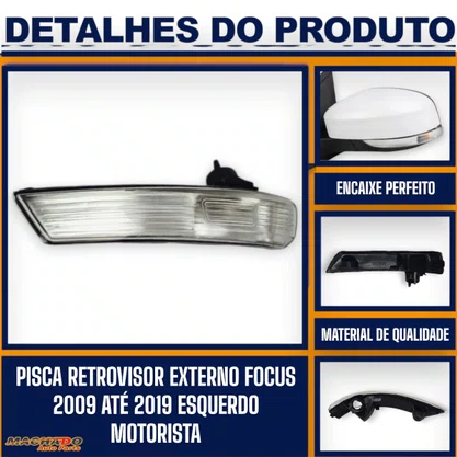 Lanterna Pisca Retrovisor Focus 2009 a 2013 Cristal Esquerdo