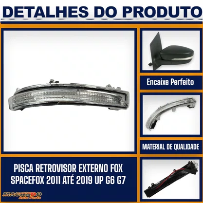Lanterna Pisca Retrovisor Gol Saveiro Voyage Golf UP Fox 2012 a 2021 Cristal Direito
