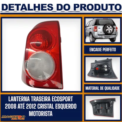 Lanterna Traseira Ecosport 2008 a 2012 Cristal Esquerda 
