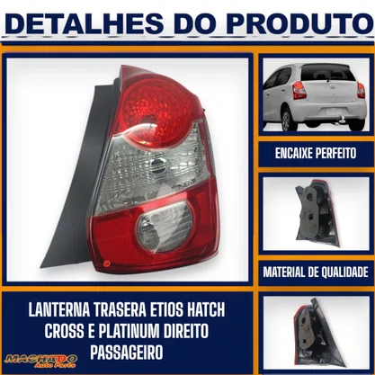 Lanterna Traseira Etios Hatch Cross e Platinum 2013 a 2020 Ré Cristal Direita - FITAM