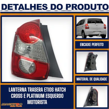 Lanterna Traseira Etios Hatch Cross e Platinum 2013 a 2020 Ré Cristal Esquerda - FITAM