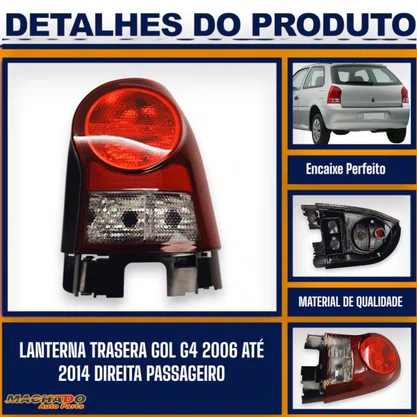 Lanterna Traseira Gol G4 2006 a 2014 Carcaca Preta Bicolor Fume Lado Direito Passageiro FITAM