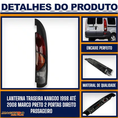 Lanterna Traseira Kangoo 1998 a 2007 Marco Preto 2 Portas Traseiras Lado Direito Passageiro - FITAM