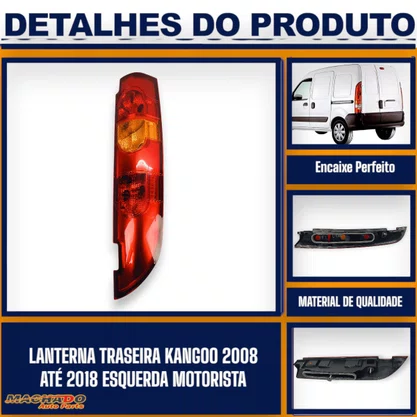 Lanterna Traseira Kangoo 2008 a 2018 2 Portas Traseiras Lado Esquerdo Motorista - FITAM