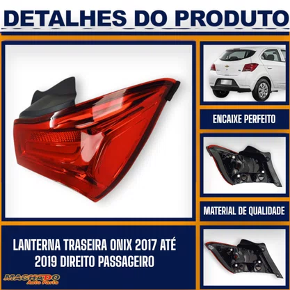 Lanterna Traseira Onix 2017 a 2019 Bicolor Lado Direito Passageiro 