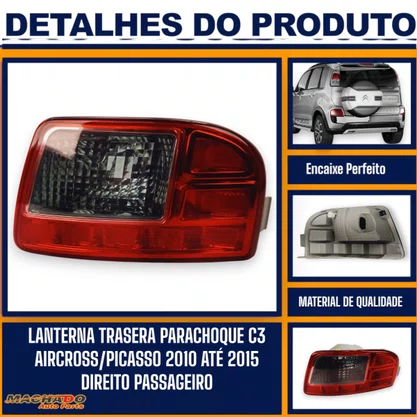 Lanterna Traseira Parachoque C3 AirCross Picasso 2010 a 2015 Lado Direito Passageiro - FITAM