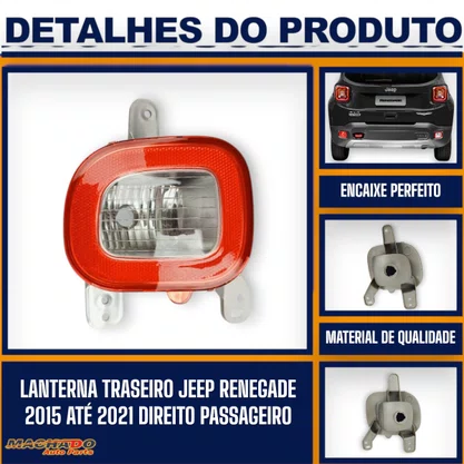 Lanterna Traseira Parachoque Jeep Renegade 2015 a 2021 Direito Passageiro FITAM 
