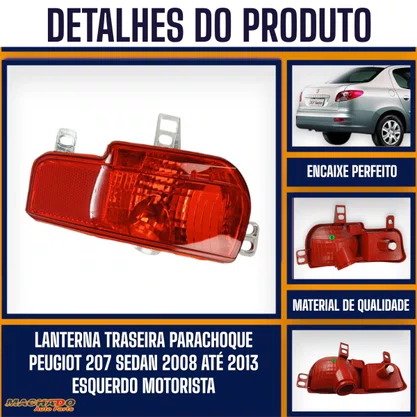 Lanterna Traseira Parachoque Peugeot Sedan SW 2008 a 2013 Luz Neblina Lado Esquerdo FITAM