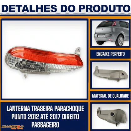 Lanterna Traseira Parachoque Punto 2012 a 2017 Lado Direito Passageiro FITAM